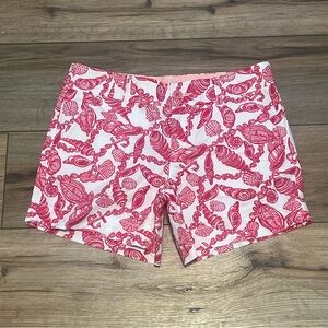 Lilly Pulitzer Callahan Shorts SZ 2 White and Pink Seashell Beach